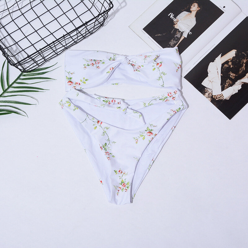 سلسلة بيكيني 2021 ملابس السباحة الأزهار طباعة طقم سباحة حريمي عالية الخصر بيكيني بحر حزام عالية Mujer ثونغ Biquini