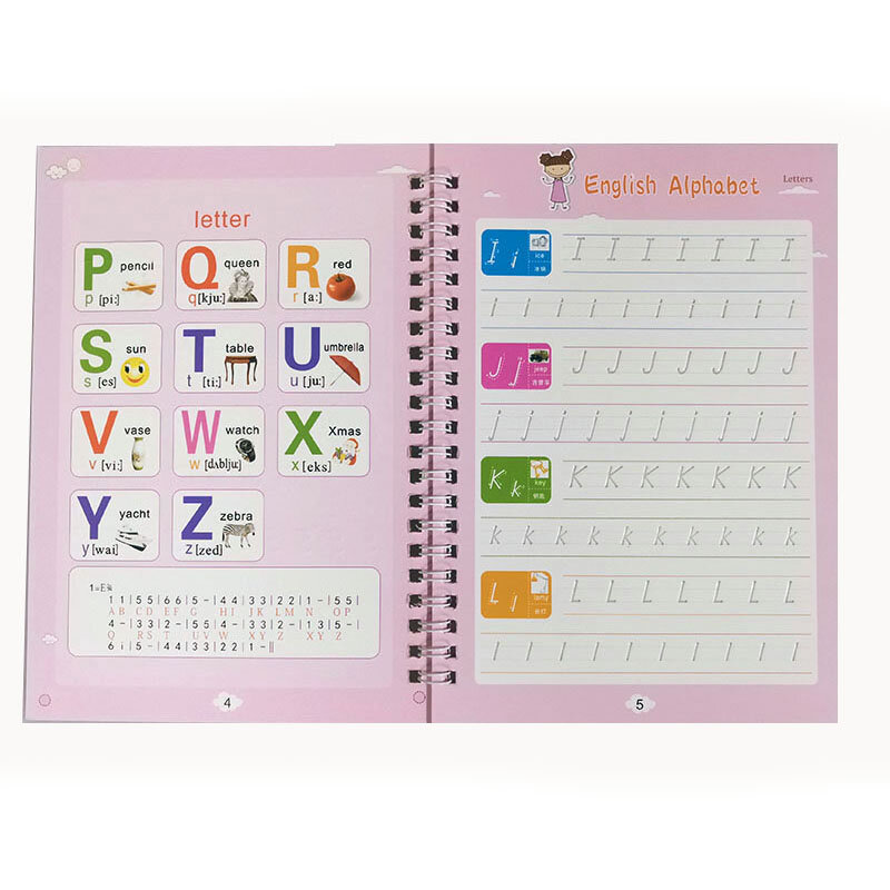 يمكن إعادة استخدامها الكتابة لصق الخط بخط اليد كتاب للأطفال كلمة الأطفال كتاب اللغة الإنجليزية لعبة ممارسة الحرف