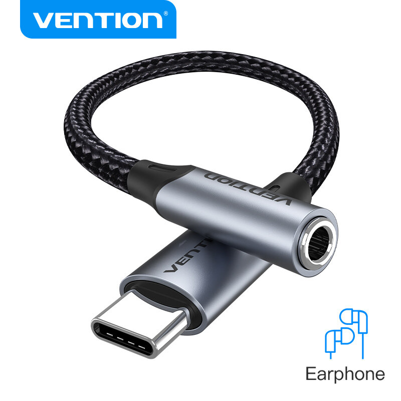 Vention نوع C إلى 3.5 جاك سماعة USB-C نوع C إلى 3.5 مللي متر سماعة AUX محول الصوت كابل لهواوي P40 P30 برو شاومي 10 9