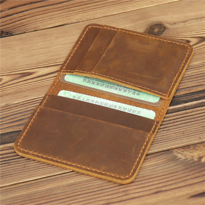 1052 جديد وصول Vintage الرجال جلد طبيعي حامل بطاقة الائتمان محفظة صغيرة حقيبة المال حافظة بطاقات التعريف الشخصية محفظة صغيرة للذكور