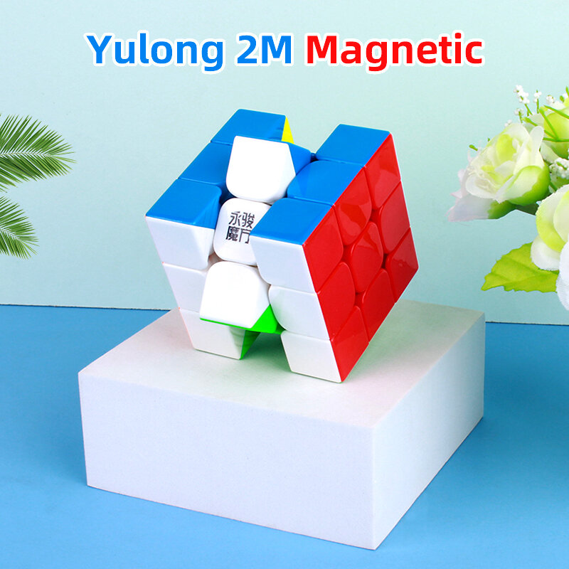 Yj yulong 2 متر v2 متر 3x3x3 المغناطيسي المكعب السحري المكعب السحري اللعب yongjun مغناطيس لغز مكعبات السرعة المجرية مكعب