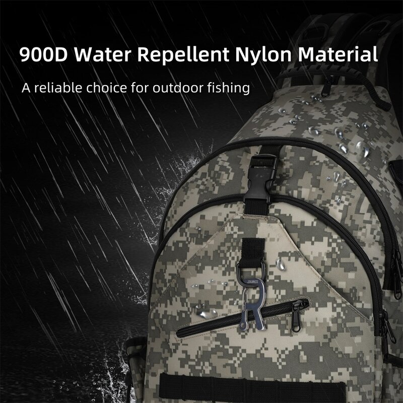 RUNCL-حقيبة ظهر نايلون مقاومة للماء 2 في 1 معدات الصيد ، حقيبة ظهر نايلون 840D 900D للتخييم والمشي لمسافات طويلة وصيد الأسماك