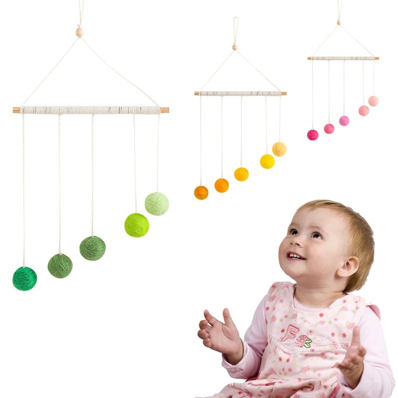 الطفل مونتيسوري أفخم الكرة قلادة ملونة المحمول معلقة سرير لعبة أطفال البصرية لعبة الحسية اللون المعرفي ألعاب تعليمية