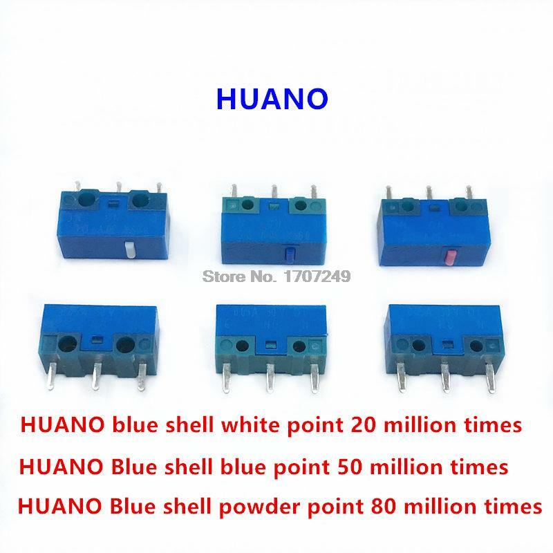 Huano-micro switch for mouse, أحمر, أصفر, وردي, أبيض, أزرق, أخضر, أزرق, shell, 80 مليون زر صيانة الماوس