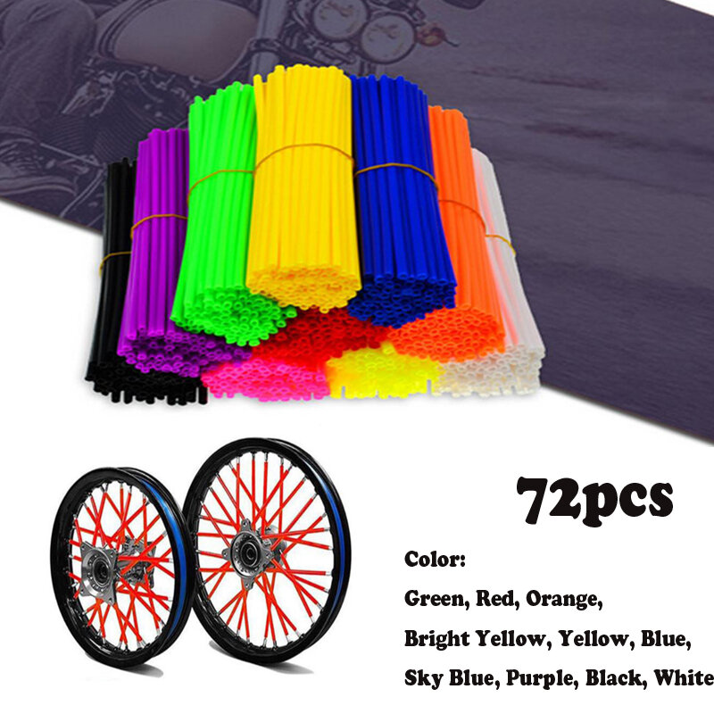 72 قطعة أحمر أزرق أسود برتقالي العالمي للدراجات النارية الترابية دراجة عجلة ريم غطاء تكلم جلود التفاف أنابيب ديكور حامي