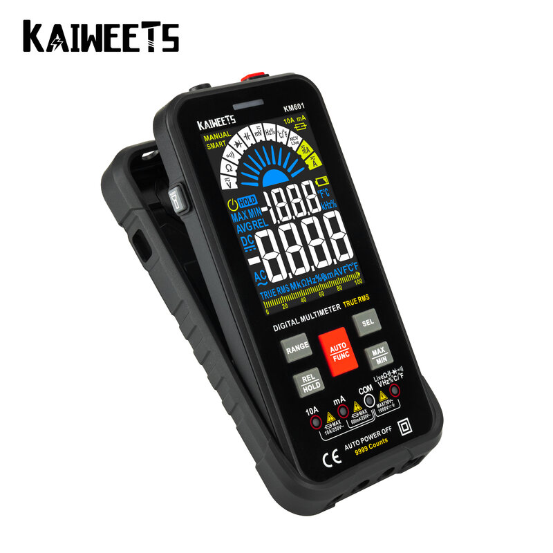 جهاز متعدد الفاحص الرقمي KAIWEETS KM601 9999 التهم متعدد المقاييس 1000 فولت 10 أمبير مقياس السعة أوم هرتز جهاز رقمي متعدد الفاحص RMS تيار مستمر DMM