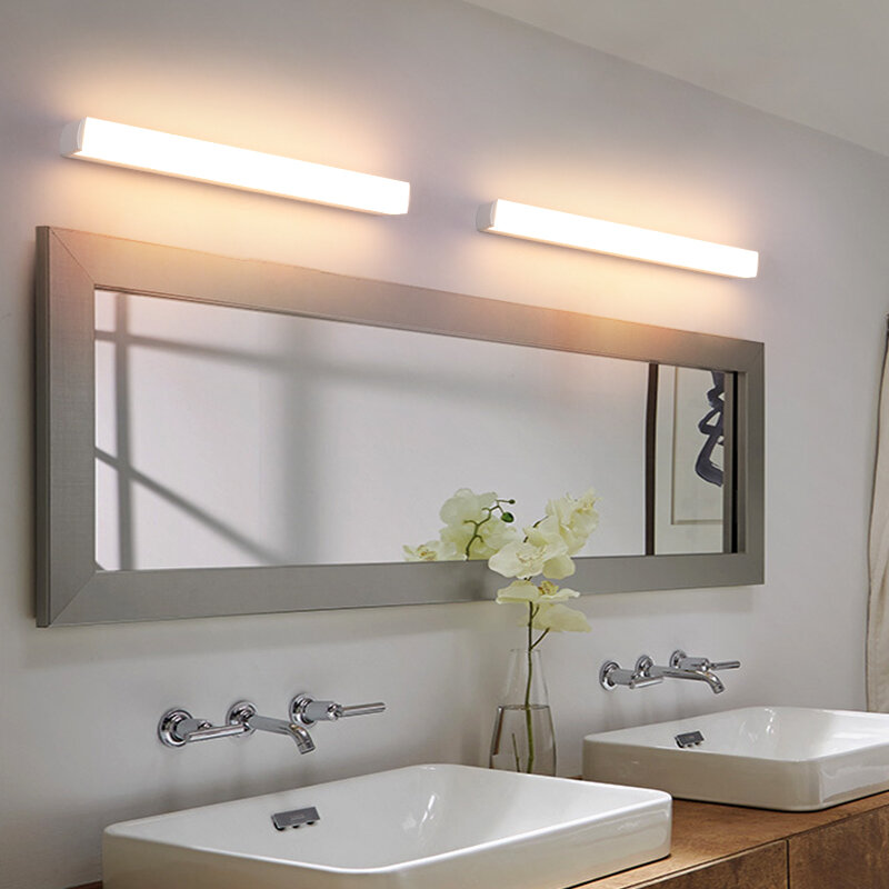 مصباح حائط LED بسيط وعصري ، مرآة مقاومة للرطوبة ومضادة للضباب ، إضاءة داخلية للحمام وغرفة النوم ، شمعدانات أكريليك