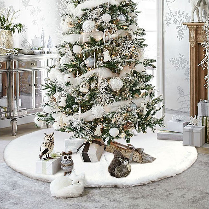 الأبيض شجرة عيد الميلاد تنورة أفخم فو الفراء شجرة عيد الميلاد السجاد عيد ميلاد سعيد شجرة زينة زخرفة السنة الجديدة نافيداد ديكور المنزل