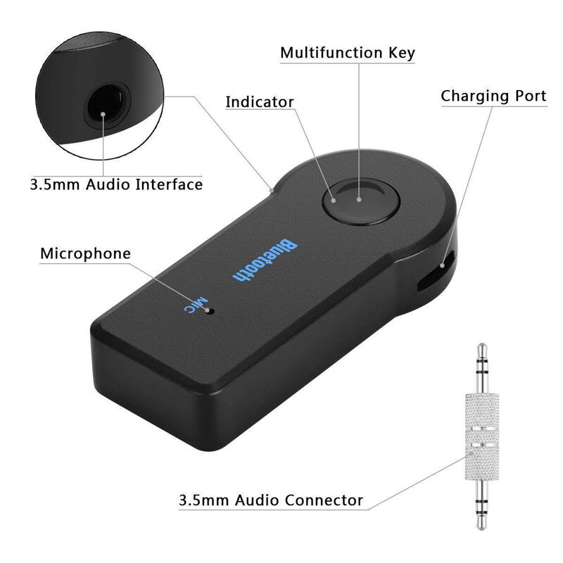 سماعة لاسلكية تعمل بالبلوتوث سيارة استقبال محول 3.5mmJack جهاز إرسال سمعي يدوي مكالمة هاتفية السيارات AUX جهاز استقبال للموسيقى للمنزل TV MP3