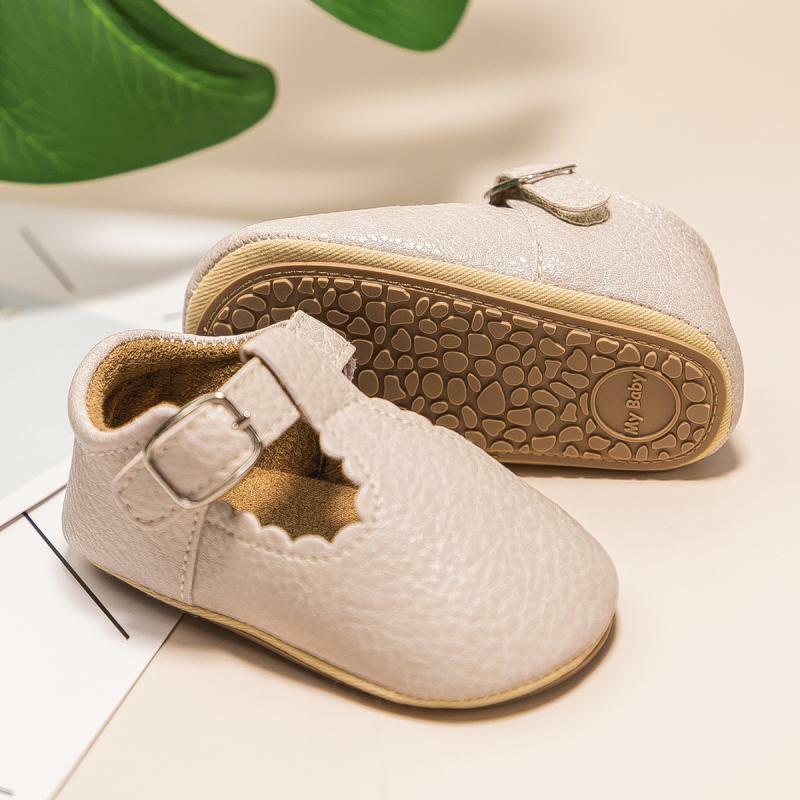 أحذية للأطفال حديثي الولادة من KIDSUN مصنوعة من جلد البولي يوريثان ومزودة بشريط وحذاء للأولاد والبنات ومزودة بنعل مطاطي ومضاد للانزلاق أحذية لمشوا لأول مرة أحذية للرضع