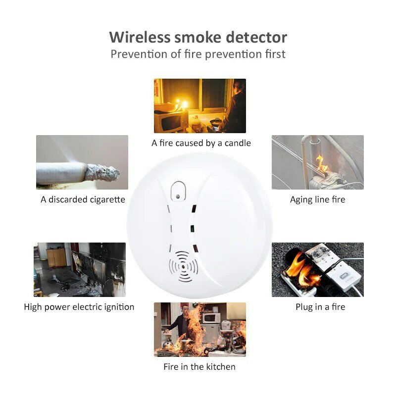مستقل 433MHz كاشف الدخان جهاز إنذار حرائق الاستشعار للسلامة المنزلية في الأماكن المغلقة حديقة الأمن s2 G ، G90B ، 8218G ، G19