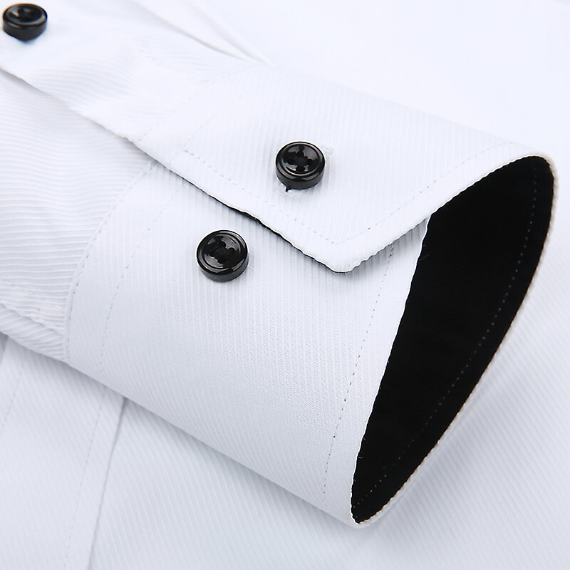 قمصان رجالي للعمل ذات علامة تجارية ناعمة بأكمام طويلة وياقة مربعة منتظمة متينة سادة/نسيج قطني للرجال قمصان علوية بيضاء للرجال