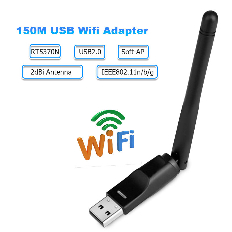 RT5370 USB واي فاي محول 150Mbps بطاقة الشبكة اللاسلكية USB واي فاي هوائي محول جهاز استقبال واي فاي الارسال لينة AP انخفاض الشحن