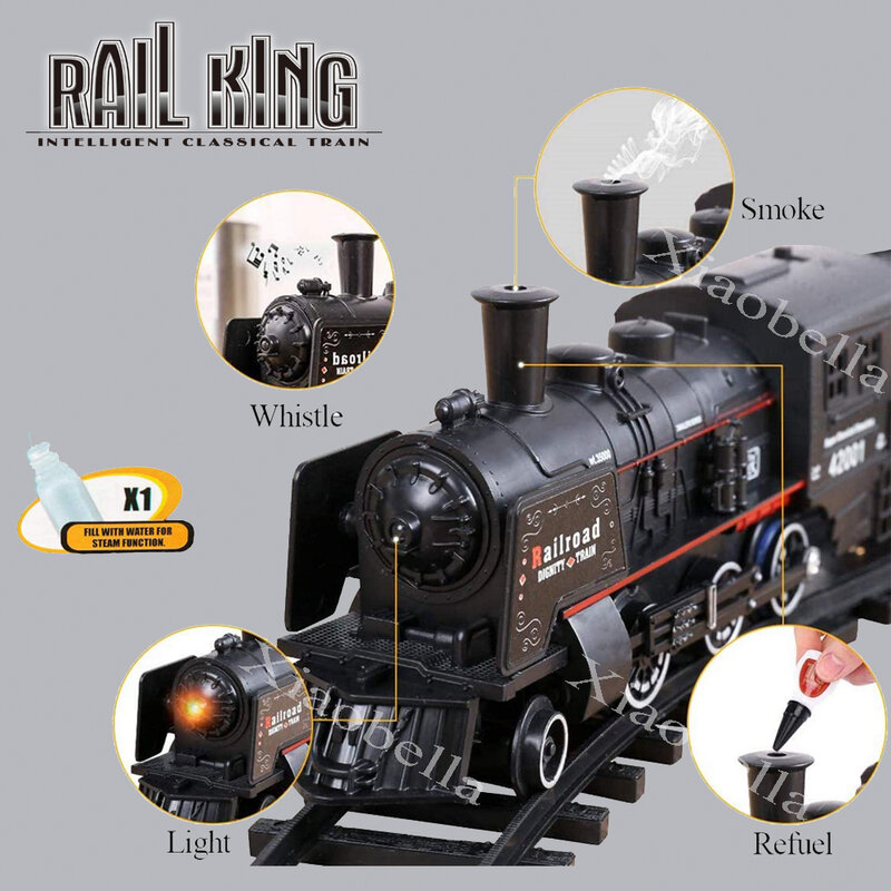 سكة حديد B/O ، قطار شحن كلاسيكي ، مجموعة قاطرة بخار مائية للركاب ، نموذج محاكاة دخان ، ألعاب قطار كهربائي