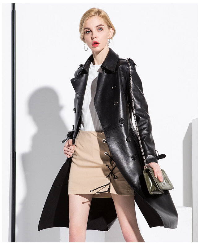 AYUNSUE-معطف من جلد الغنم الحقيقي 100% ، ملابس الشارع النسائية ، معاطف طويلة ، الخريف والشتاء ، MY3731