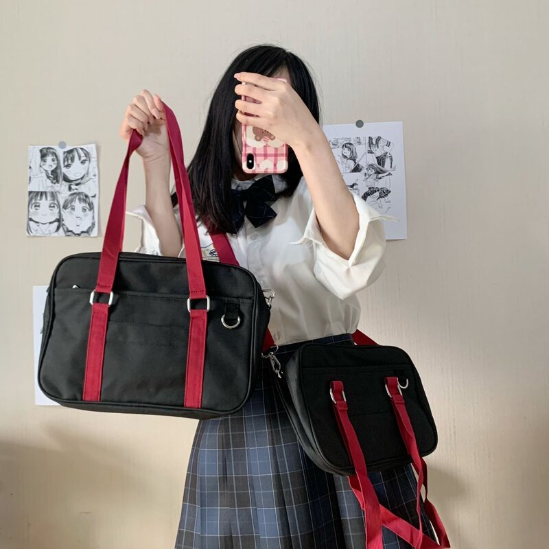 حقيبة مدرسية على الطراز الياباني للبنات حقيبة كتف واحدة محمولة قماش متين للتسوق خارج حقيبة سفر نسائية خفيفة موضة 2021