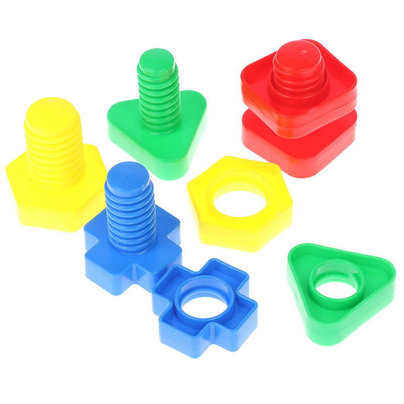 مكعبات بناء بلاستيكية على شكل صمولة ، 4 أزواج ، ألعاب تعليمية ، نماذج مقياس مونتيسوري