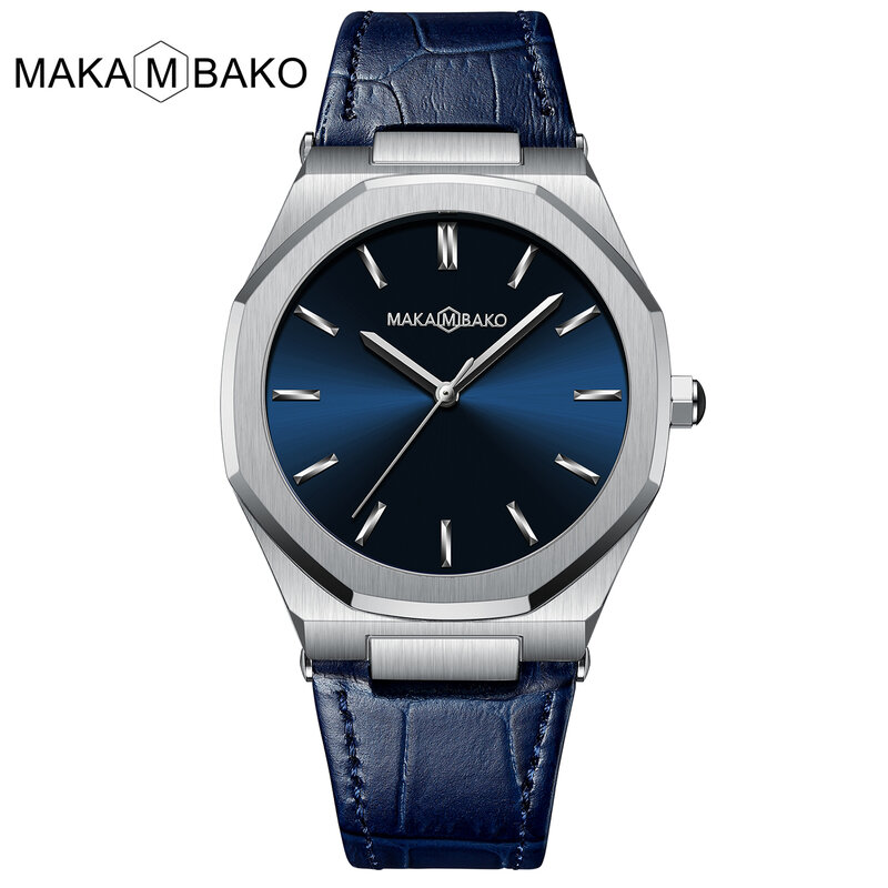 التصميم الإبداعي المتناقضة اللون ساعة رجالي الأعمال الكلاسيكية حزام جلدي أنيق بسيط مقاوم للماء الذكور كوارتز ساعة اليد