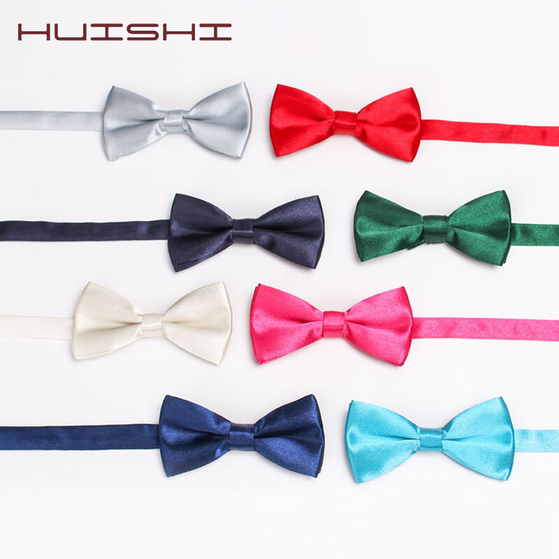 HUISHI-ربطة عنق كلاسيكية للأطفال والرضع ، إكسسوارات فراشة للأولاد والبنات ، لون سادة ، تنسيق مأدبة ، وردي وذهبي