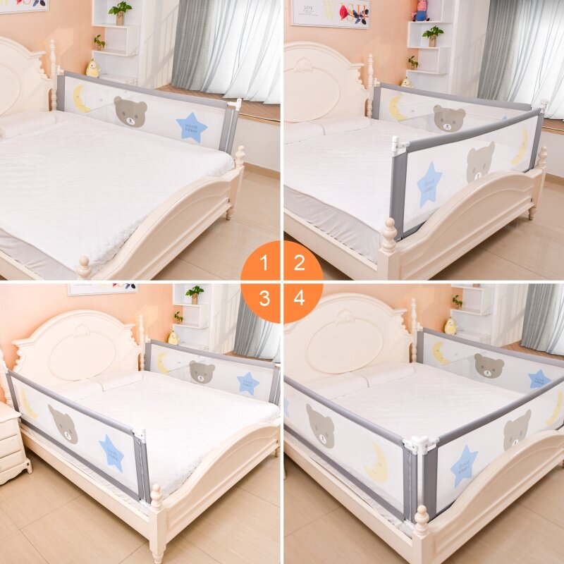 حاجز أمان لسرير الأطفال درابزين آمن قابل للطي روضة أطفال منزلية على السرير سياج بوابة سرير قابل للتعديل للأطفال