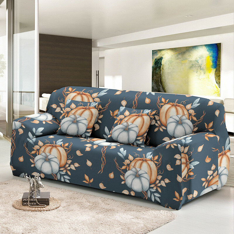 غطاء أريكة مطاطي لغرف المعيشة بتصميم رسوم كرتونية ليوم الشكر 1/2/3/4 غطاء منزلق للمقاعد قابل للغسيل غطاء أريكة قابل للغسيل