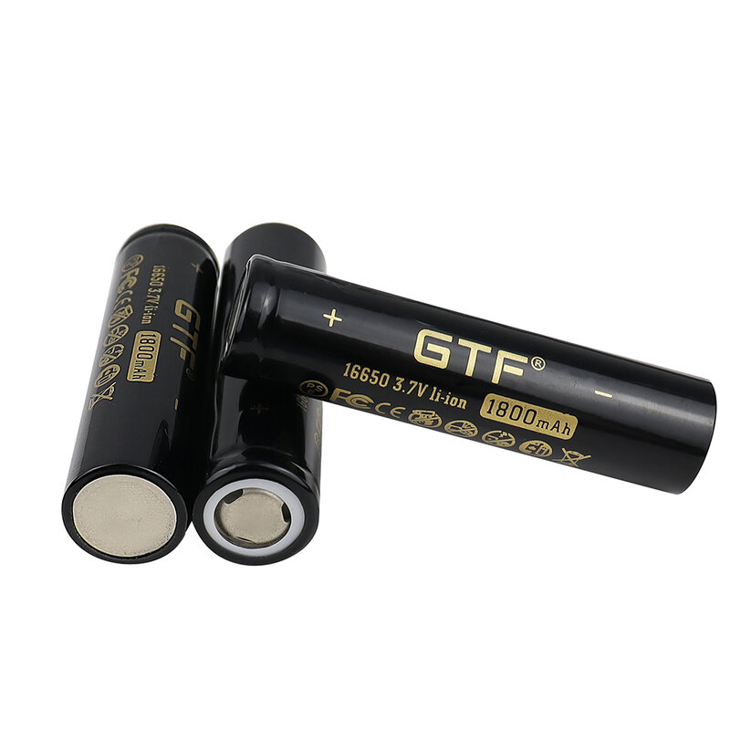 GTF 1800mAh 3.7 فولت 16650 ليثيوم أيون بطارية قابلة للشحن ICR16650 خلية ليثيوم أيون baterias لجهاز مصباح ليد جيب الرقمية