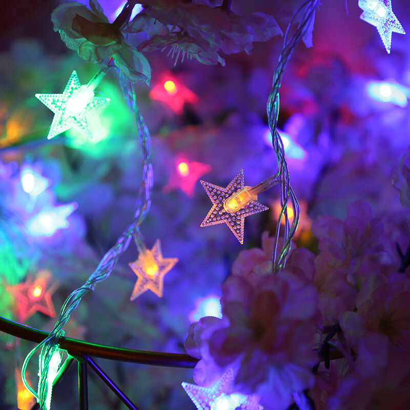 10/20 LED أضواء الجنية ستار جارلاند بطارية تعمل ستار وميض سلسلة ضوء الأسلاك النحاسية الإضاءة الزفاف عيد الميلاد الديكور