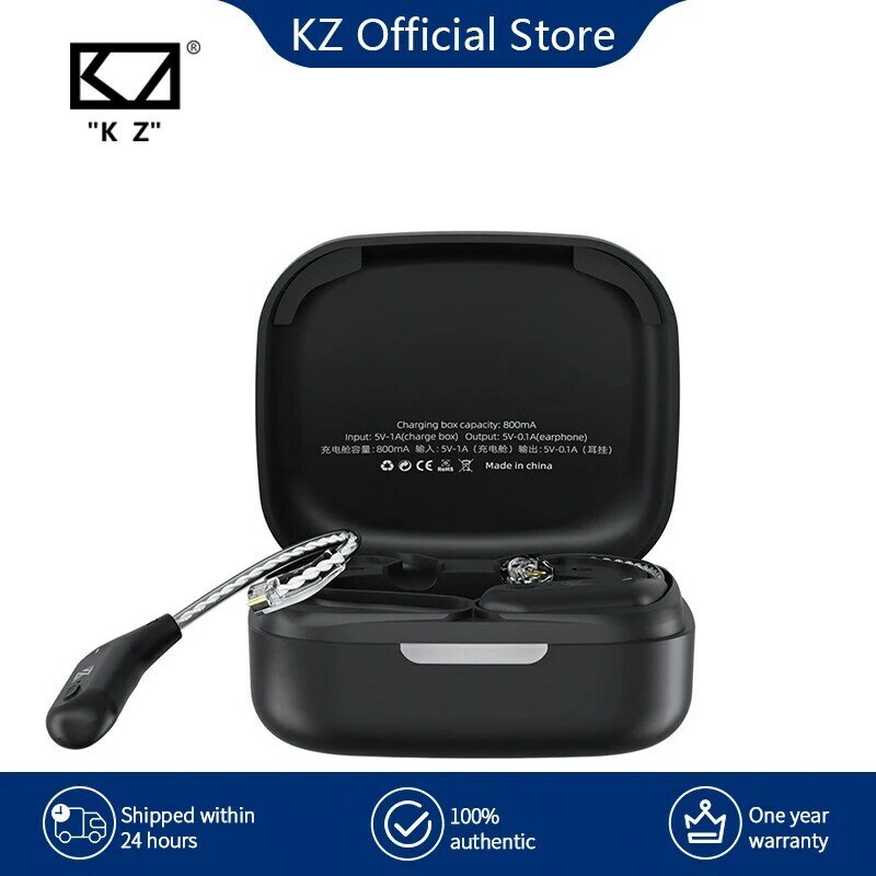 KZ-AZ09 اللاسلكية ترقية كابل ، بلوتوث متوافق 5.2 ، HIFI الأذن هوك ، C دبوس موصل ، علبة شحن