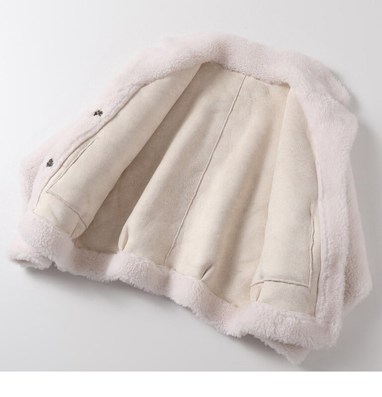معطف الفرو الحقيقي عالية الجودة المرأة الاسترالية معطف صوف سميك دافئ أنيق فضفاض حجم كبير قصيرة أبلى معطف الشتاء للنساء
