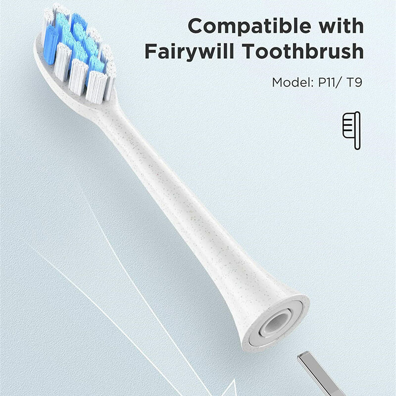 Fairywillp11 فرشاة الأسنان الكهربائية رؤوس فرشاة الاستبدال أسود أبيض ل P11 T9