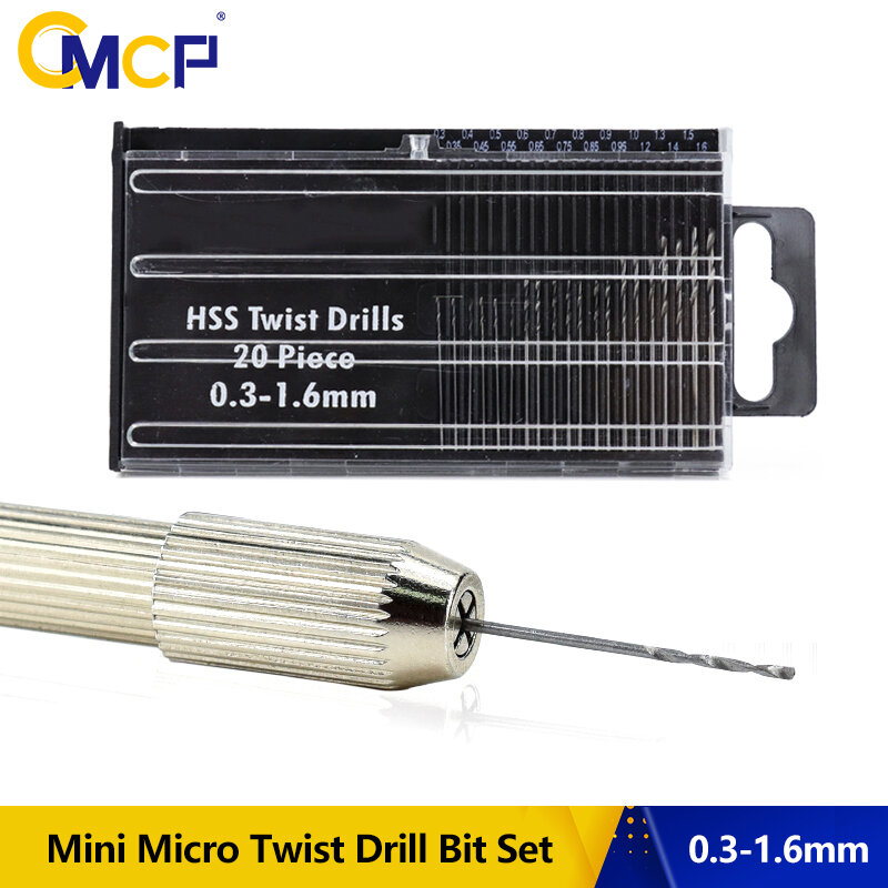 CMCP HSS تويست لقم 0.3-1.6 مللي متر البسيطة مايكرو مثقاب مجموعة الألومنيوم اليد الحفر نموذج الحرفية مع حالة أداة البسيطة مثقاب