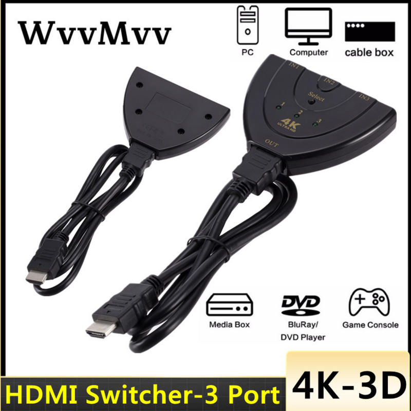 4K * 2K Mini 3 Port HDMI-متوافق مع التبديل 1.4b 4K الجلاد الخائن 1080P 3 في 1 خارج ميناء المحور ل DVD HDTV Xbox PS3 PS4 ثلاثية الأبعاد
