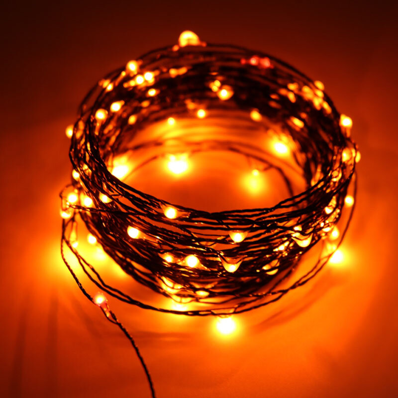 10 متر 100 LED أضواء الديكور هالوين الأسود سلك برتقالي أرجواني اللون هالوين الديكور الجنية أضواء للمنزل ديكور