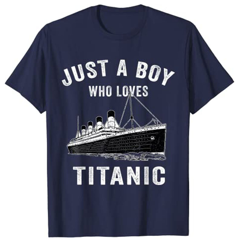 مجرد صبي يحب تيتانيك الكلاسيكية سفينة عاشق الاطفال تي شيرت