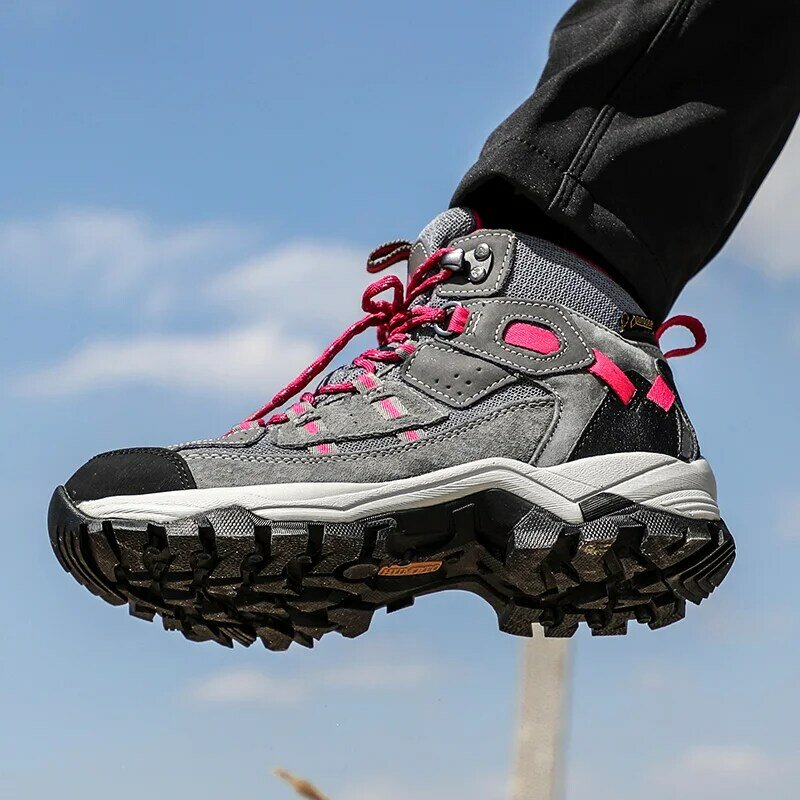 HUMTTO في الهواء الطلق جبل التخييم أحذية رياضية للنساء مقاوم للماء حذاء للسير مسافات طويلة الجلود الرياضة الصيد تسلق الرحلات حذاء امرأة