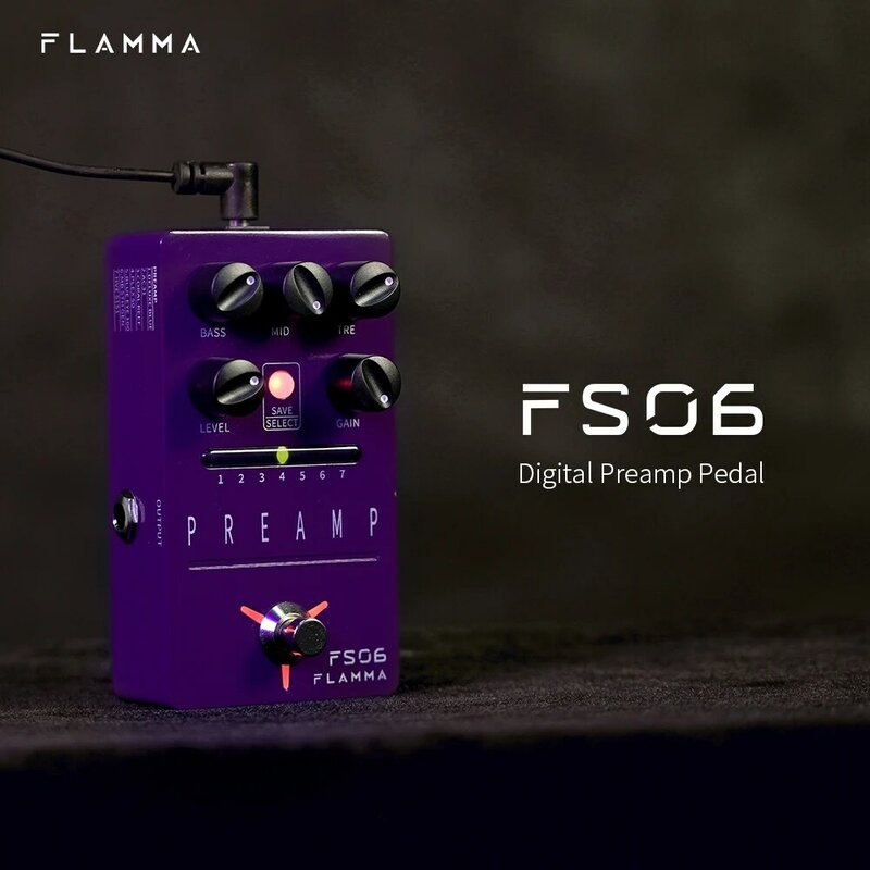 فلامنغو FS06 الغيتار Preamp دواسة تأثيرات الغيتار الرقمية Preamp دواسة مع 7 نماذج Preamp المدمج في محاكاة خزانة