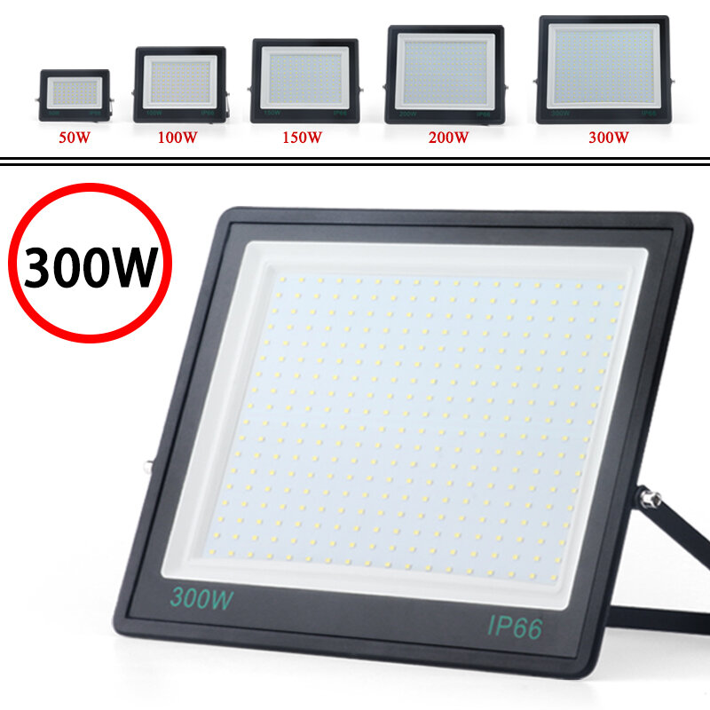 300 واط LED الكاشف 220 فولت في الهواء الطلق الأضواء الزجاج المقسى الأضواء الكاشفة IP66 مقاوم للماء LED العارض 200 واط 150 واط 100 واط الجدار ضوء