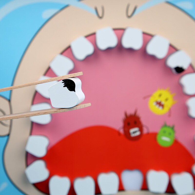 طبيب الأسنان لعبة الأسنان استخراج مجموعة خشبية الأسنان سحب فرشاة المولي طقم الأسنان تأثيري الطبيب هدايا الاطفال التعليم المبكر اللعب