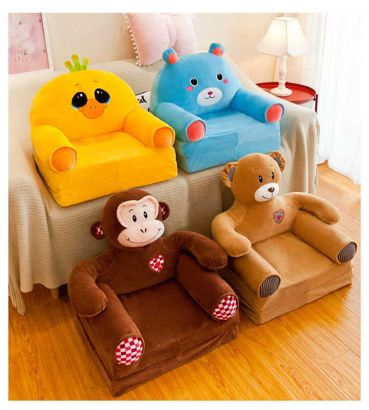طفل الاطفال أريكة غطاء فقط لا ملء الكرتون تاج مقعد كرسي أطفال أنيق نفخة الجلد طفل الأطفال غطاء ل أريكة للطي