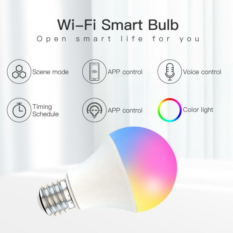 مصباح ذكي موفر للطاقة مزود بشبكة Wifi و RGB CCT وإضاءة داخلية قابلة للتعتيم وتحكم صوتي ذكي يعمل مع Alexa و Google Home