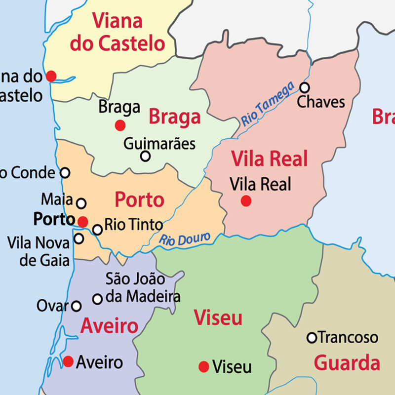 100*150 سنتيمتر البرتغال خريطة السياسية في البرتغالية جدار المشارك غير المنسوجة قماش اللوحة الفصول الدراسية ديكور المنزل اللوازم المدرسية