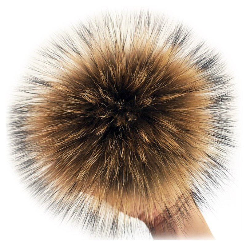 كرة فرو فاخرة مصنوعة يدويًا 100% ، قبعة على شكل ثعلب طبيعي ، كرة شعر كبيرة جدًا ، بالجملة ، مع مشبك ، DIY
