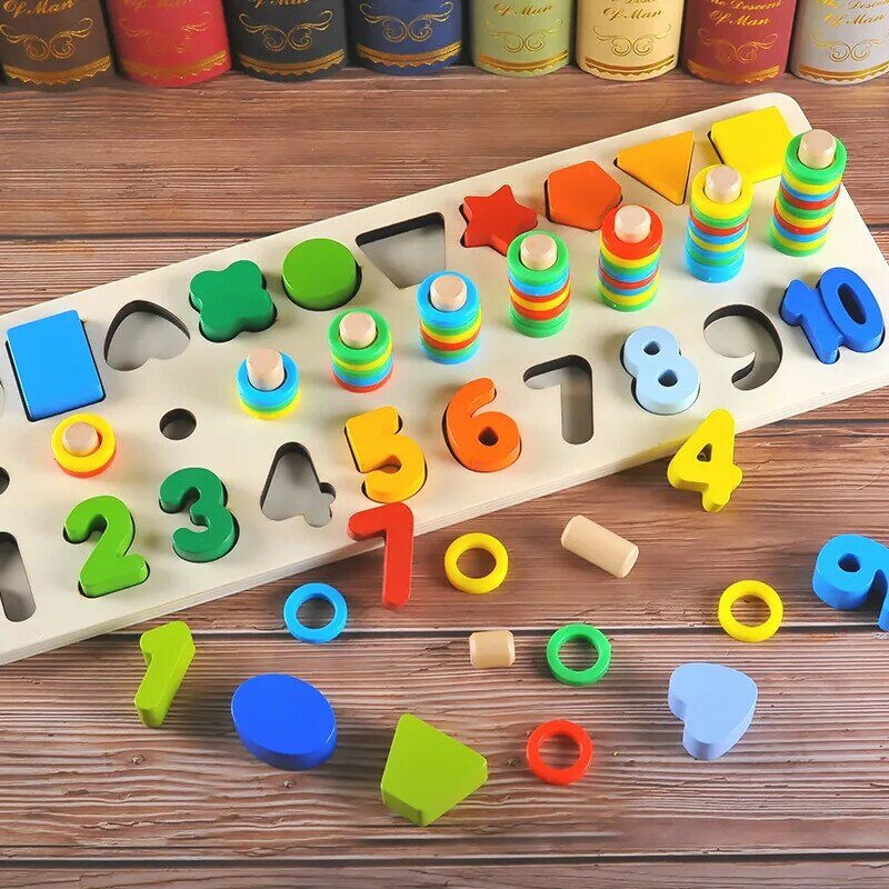 الأطفال عدد أرقام مباراة مجلس خشبية شكل رقمي مباراة اللعب ثلاثية الأبعاد لغز الطفل الرياضيات مونتيسوري التعلم أداة تعليمية