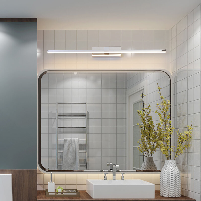 مصباح حائط عصري LED مصنوع من الكروم/الذهب يُعلق بالحمام باللون الأبيض/الأبيض الدافئ مصباح جداري لغرفة الحمام بتركيبات 0.4-1 متر إضاءة مرآة