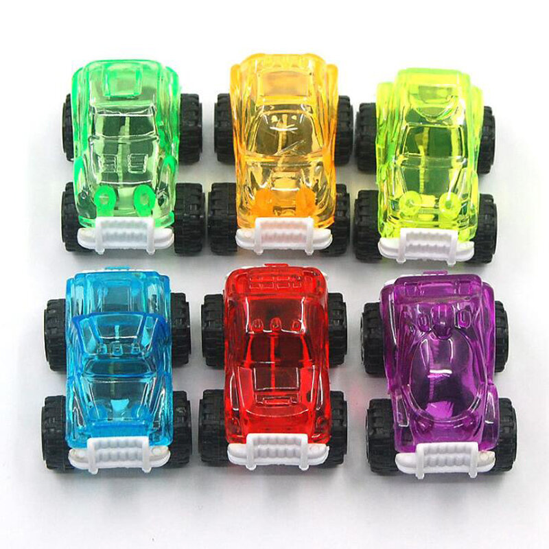 6 مصغرة الكرتون شفافة الجمود سيارة صغيرة نموذج لعب الأطفال على الطرق الوعرة نموذج سيارة الطفل عربة لعبة أطفال عطلة هدية