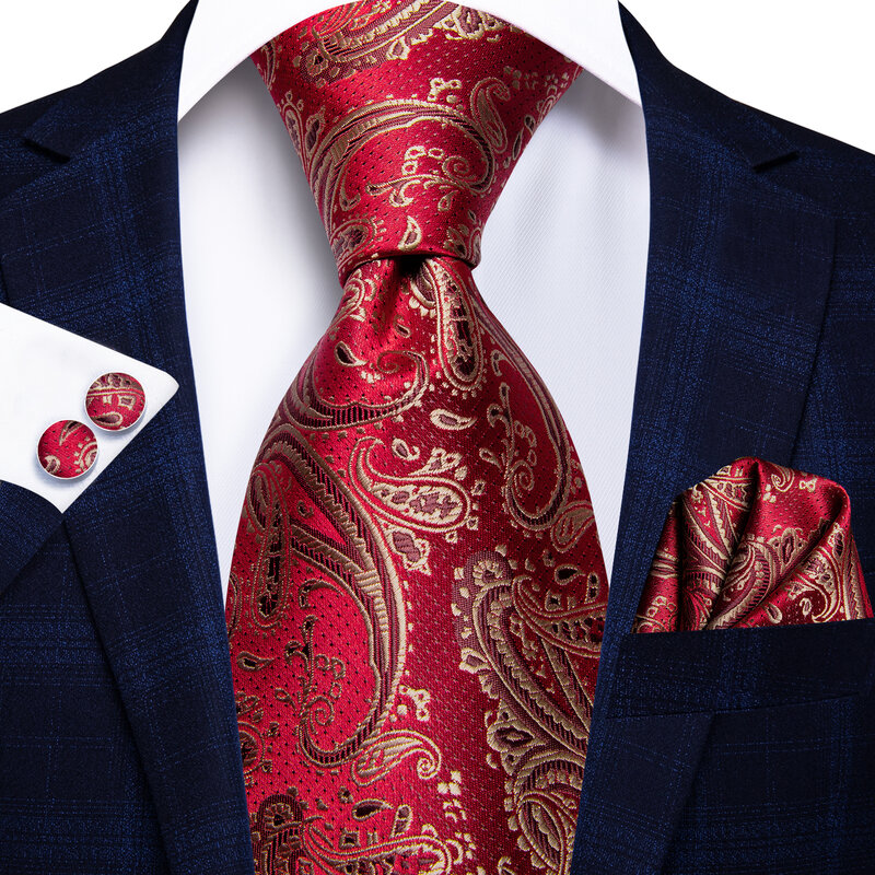 ربطة عنق رجالية من حرير الكشمير بورجوندي ، إكسسوار زفاف ، تصميم عصري ، أزرار أكمام ، هدية للرجال