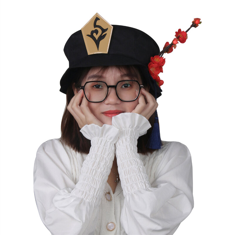 لعبة Genshin تأثير هو تاو قبعة جيدة الصنع Hutao كوس قبعة أغطية الرأس تأثيري الدعائم هدية لطيفة الكبار الحجم