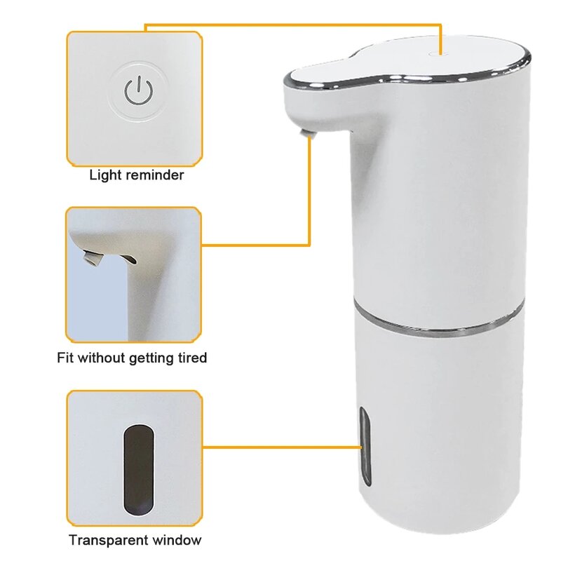 موزعات صابون رغوي سائل للحمام ، آلة غسيل يد ذكية ، شحن USB ، أبيض ، عالي الجودة ، مادة ABS