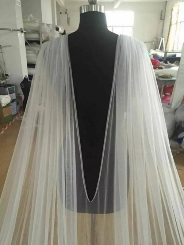 أبيض عاجي كيب الحجاب حجر الراين يزين على الكتفين 108 "ث X 120" (3 متر) طويل الزفاف الكتف الحجاب اكسسوارات الزفاف