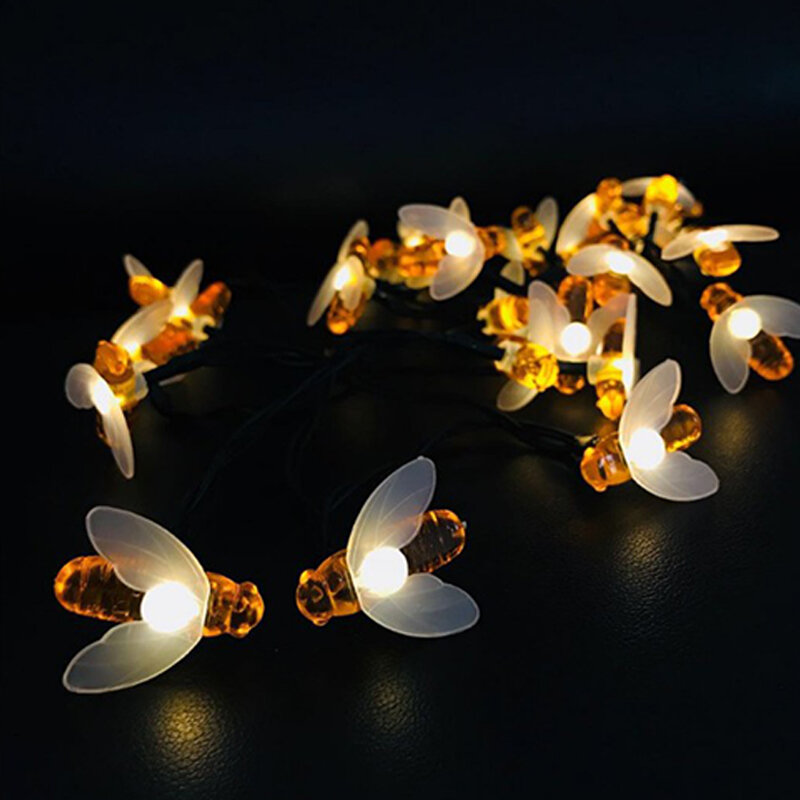 مصابيح الطاقة الشمسية حديقة 20LED النحل ضوء سلسلة Led جارلاند أضواء عيد الميلاد الجنية النحل سلسلة ضوء مقاوم للماء في الهواء الطلق للحديقة